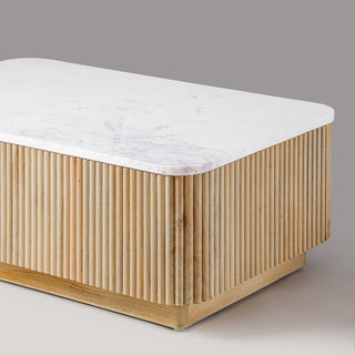 Natural white marble top on Kelby Blonde coffee table