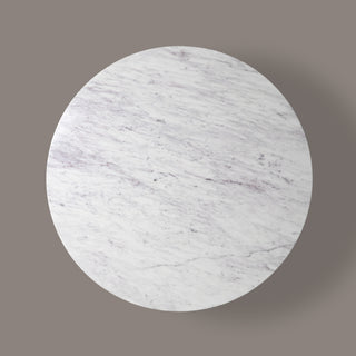 Kelby round fluted marble coffee table, angled view