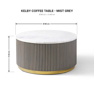 Kelby Coffee Table Mist Grey dimensions 80cm diameter x 40cm high