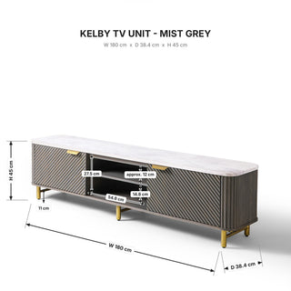 Kelby TV Unit Mist Grey dimensions 180cm x 38.4cm x 45cm