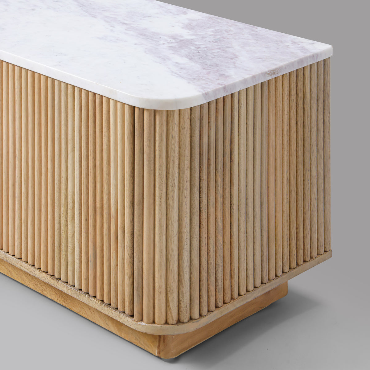 Natural white marble top on Kelby Blonde TV unit