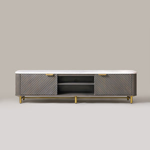 Kelby Fluted Marble Top TV Unit 180cm - Mist Grey