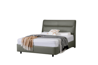 Addison Leather Queen Bed - Grey