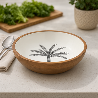 Palm Serving Mango Wood Bowl
