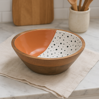 Polka Salad & Fruit Mango Wood Bowl
