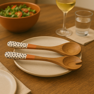 Polka Serving Spoon Set of 2 - Mango Wood