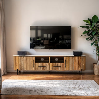 Kelby Natural Marble Top TV Unit With 2 Drawers - Natural