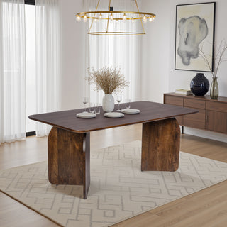 Savoy Mango Wood Dining Table - Walnut Finish