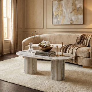 Linea Natural Marble Panda White Marble Coffee Table