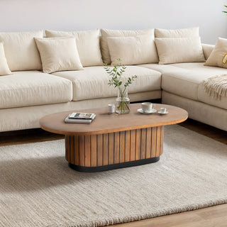 Piano Mango Wood Oval Coffee Table - Natural