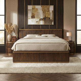 Piano King Bed with Hydraulic Lift – Mango Wood, Walnut