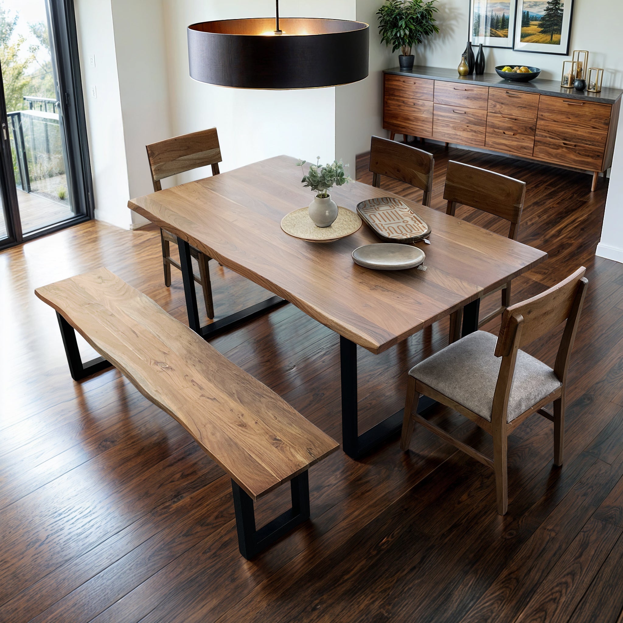 Savannah Live Edge Acacia Wood Dining Bench 210CM