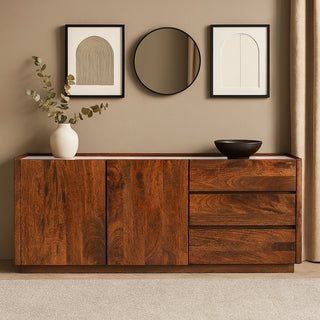 Savoy Natural Marble Top Buffet with 2 Doors & 3 Drawers