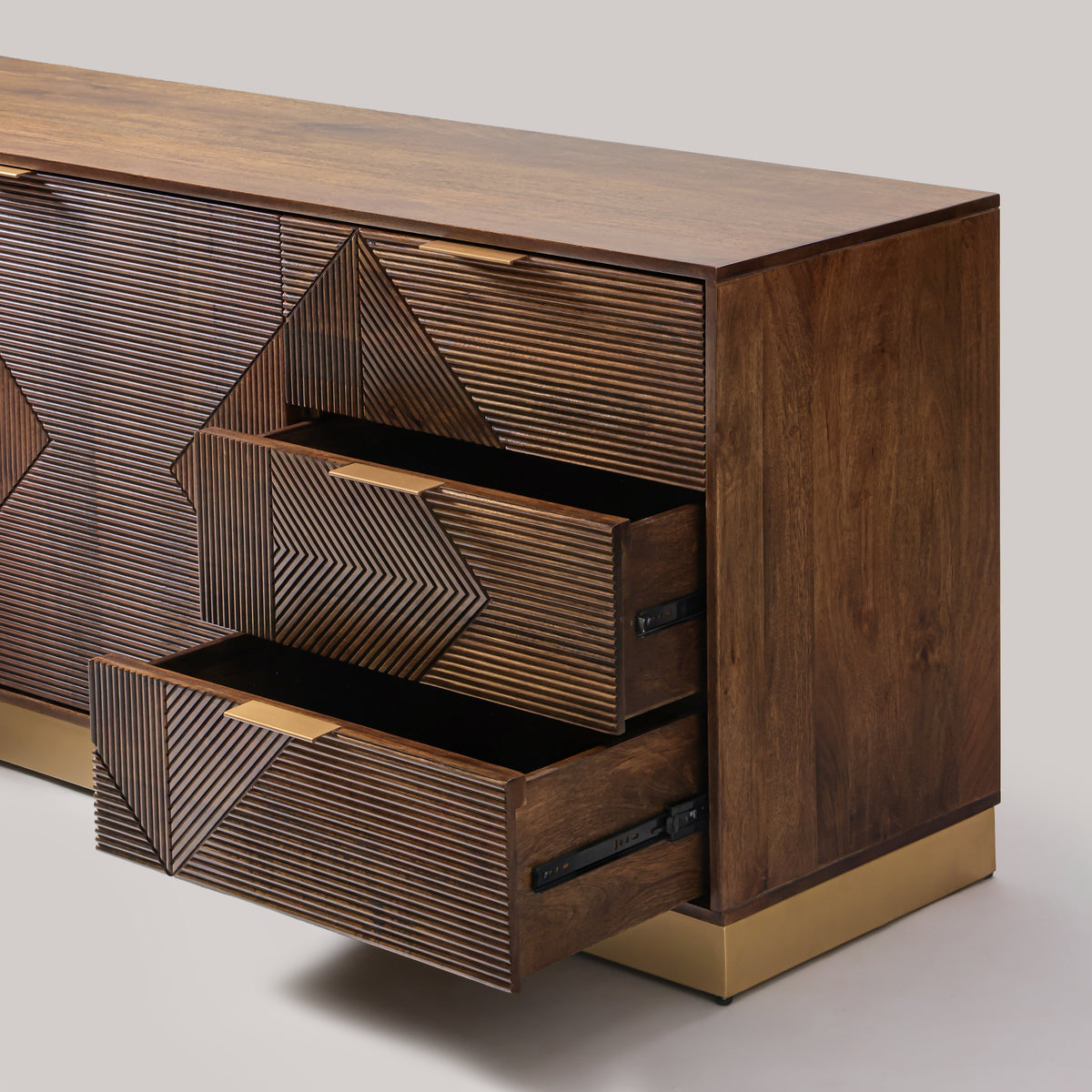Tasmania brown sideboard with drawers open