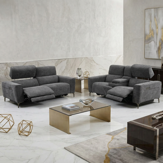 Tivoli 3 Seater Dual Electric Recliner with Electric Telescopic Headrests -Charcoal