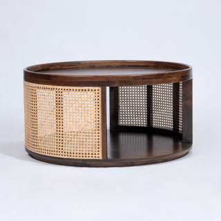 Abby Natural Cane and Mango Wood Coffee Table