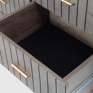 Piano Mango Wood 6 Drawer Dresser – Smoky Grey