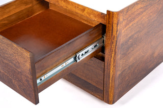 Savoy Bedside Table with 2 Drawers – Natural Marble Top & Mango Wood