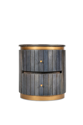 Piano Bedside Table – Mango Wood, Ash Grey