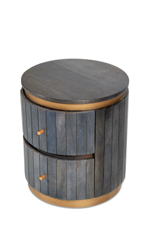 Piano Bedside Table – Mango Wood, Ash Grey