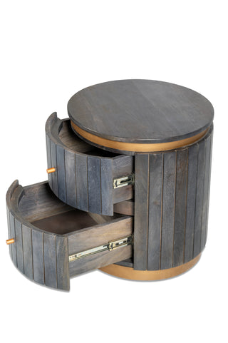 Piano Bedside Table – Mango Wood, Ash Grey