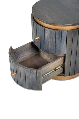 Piano Bedside Table – Mango Wood, Ash Grey