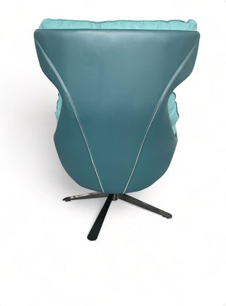 Haven Leather Lounge Chair With Foot Stool - Teal