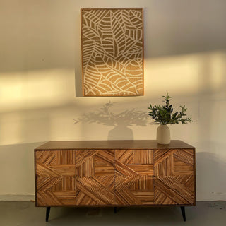 Tulip Mango Wood Buffet With Bamboo Inlay