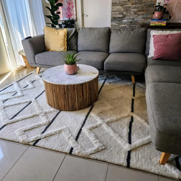 Kelby Natural Marble Coffee Table - Black customer photo
