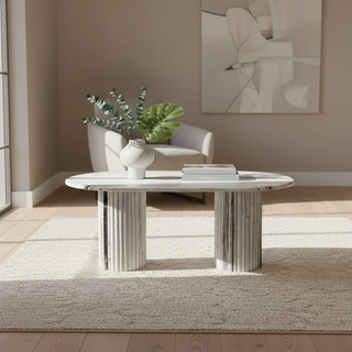 Linea Panda White Marble Coffee Table