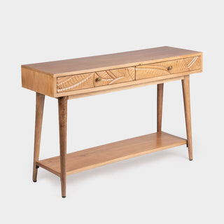 Canopy Hand- Carved Console Table W/2 Drawers