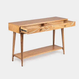 Canopy Hand- Carved Console Table W/2 Drawers