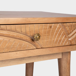 Canopy Hand- Carved Console Table W/2 Drawers