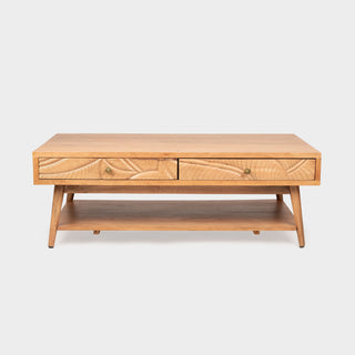 Canopy Mango Wood Hand-Carved Coffee Table With Drawers