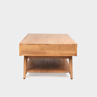 Canopy Mango Wood Hand-Carved Coffee Table With Drawers