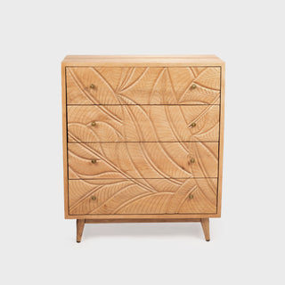 Canopy Hand-Carved Tallboy With 4 Drawers