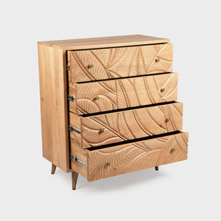 Canopy Hand-Carved Tallboy With 4 Drawers