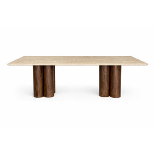 Serenity Natural Travertine and Mango Wood Dining Table