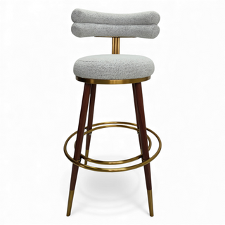 Palermo Light Grey Bar Stool - Fabric/Metal Legs