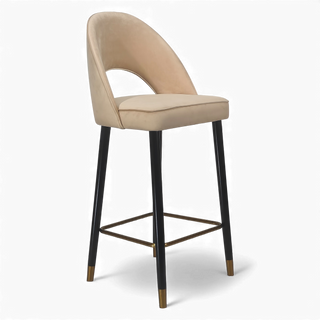 Cove Beige Bar Stool - Velvet Fabric/Rubberwood