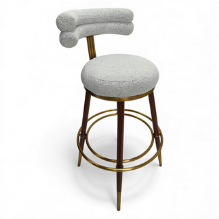 Palermo Light Grey Bar Stool - Fabric/Metal Legs